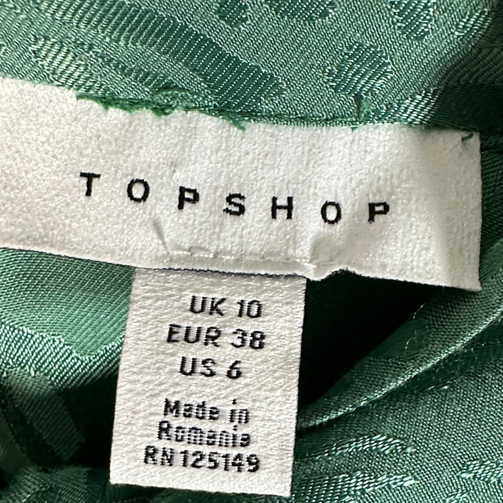 Topshop Emerald Green Statement Wide-Leg Jumpsuit – Tie Neck – Size 6 - Picture 3 of 15